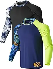 [Liberty Pro] 2 Pack Men's Sun Protection Long Sleeve Swim Shirts UPF 50+ Loose Fit Rash Guards Fishing Quick Dry Clothing