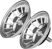 Andrew James Stainless Steel Sink Strainer Plug for Food Waste, 78mm Diameter Drain Basket Filter, Prevent Blocked Drains & Unwanted Smells in the Kitchen, Durable Design, Twin Pack