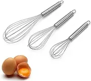 3 Pcs Kitchen Flat Whisk Stainless Steel Set 8 Inch, 10 Inch and 12 Inch Stainless Steel Flat Wire Egg Utensils Whisk Wires Egg Mixing Whisk for Cooking Blending Whisking Beating Stirring