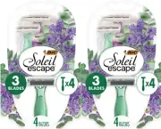 2 BIC Soleil Escape Women's Disposable Razors, 3 Blades, Lavender & Eucalyptus