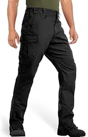 [MAGCOMSEN] Men's Tactical Pants 9 Pockets Ripstop, Water Repellent, Cargo Pants for Work, Hiking, Hunting(No Belt), Black, 36