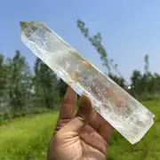 Top! 0.64kg Natural Clear quartz Obelisk Quartz Crystal Wand Point Reiki Tower