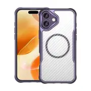 For iPhone 16 Plus Case, Compatible with MagSafe Carbon Texture Cover,Purple