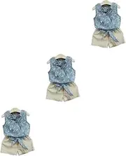 [LIFKOME] 3pcs Pieces Sleeveless Floral Girls Tops and Shorts Set Kids Summer Outfit Casual Bloomers 100-105cm