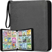 990 Pockets Card Binder, Premium Zip Trading Card Binder, 55Slleves Double Sided Pocket PU Collection Binder, Collector Album, Card Folder for MTG, TCG, Sports Card-Black-Carbon