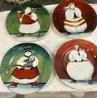 New Sakura Breaking the Ice Christmas Stoneware Salad Dessert Plates Set Of 4