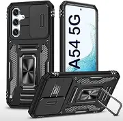 [PASNEW] for Galaxy A54 5G Case,A54 5G Phone Case with Camera Cover Slide Lens Magnetic Kickstand Heavy Duty Shockproof Shell for Samsung A54 5G Phone Case,6.4 inch,Black