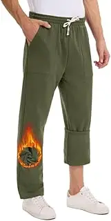 [WICUSION] Men's Winter Fleece Lined Sweatpants Straight Leg Open Bottom Jogger Sweat Pants with Pockets
