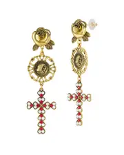 Sphera Milano Plated Rose Cross Earrings