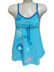 Womens Juniors David & Goliath Light Blue Flowers Skulls Cami Strappy Tank Top