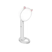 Supperstore 2 In 1 Makeup Mirror Mini Rechargeable LED Table Lamp Makeup Mirror Student Learning Eye Care Small Table Lamp Mirror-White