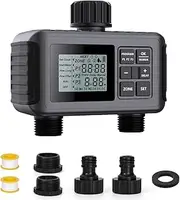 Uzoli SGW07 Watering Computer with 2 Outputs, 3 Separate Programmes, Rain Delay, IP55 Waterproof, Child Lock, Battery Operated, Automatic Irrigation System, Watering Timer for Garden