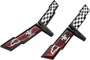 Pair Set 1980 Corvette C3 Front Nose Emblem and Rear Deck Gas Lid 3D Door Deck Crossed Flags Badge Replacement for Corvette (Black Red)