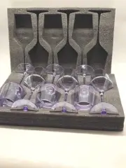 Physkoa Handmade Purple Color Wine Glasses Set Of 6 New w/box