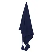 Maine & Crawford Hania 152x127cm Chunky Knit Throw Sofa Blanket w/ Tassels Navy