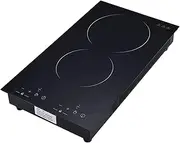 Electric Cooktop, 2000W Built-in Double Induction Cooktop, 9 Power Levels and 20 Temperature Ranges Ajustement, Kid Safety Lock, Slide Touch Control, Over-Temperature Protection