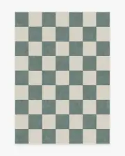 150' x 215' | Machine Washable Runner Rug | Kid & Pet Friendly | Indoor Rug | Jaque Checkered Slate Green Flatwoven Rug | Ruggable