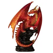 'Crimson Elder' Illuminated Dragon Sculpture