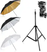Neewer® Flash Mount Three Umbrellas Kit 33"/84Cm White Soft/Silver Reflective/Go