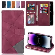 Case For iPhone 16 15 14 13 12 11 Pro Max XS XR 8 Zip Leather Wallet Card Cover