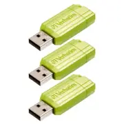 3PK Verbatim Windows/Mac/Linux Compatible PinStripe 16GB USB 2.0 Drive/Pen Drive
