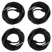 4Pcs 25FT 3-Pin XLR Male Cable To 6.35mm 1/4" Stereo Shielded Mic Audio Cables