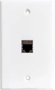 BOPLAT Single Gang Ethernet CAT7 Wall Plate Female to Female - 1 Port Shielded Network CAT 7 RJ45 Keystone Jack Outlet Wallplate for CAT8/CAT7/CAT6 Cables - White