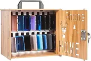 Cell Phone Locker, Wooden Locking Cell Phone Safe Organizer, Rechargeable, 16/36 Position Portable Safe with Carrying Handle, for School Company Enterprise (Color : Wood Color, Size : 16 Slots)