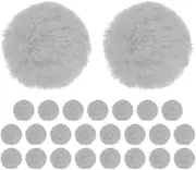 uxcell 25-Pack Faux Fur Pom Poms, 1.2 Inch/ 1.6 cm Soft Fluffy Pompoms Balls Faux Rabbit Fur with Elastic Loop for Hats/Bags/Keychains/Knitting Accessories/DIY Crafts [Light Grey]
