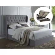 Italian Design Westminster King Gas Lift Ottoman Storage Bed Frame Fabric Grey
