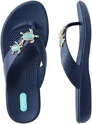 [Oka-B] Women's Elle Lizzie Flip Flop Sandal with Sea Turtle Charms