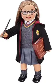 ebuddy 10pc/Set Hermione Inspired Doll Clothes Outfits for 18 inch American Girl Dolls Includes Shirt, Skirt, Sweater, Tie, Socks, Robe, Magic Wind, Imitate Book and Shoes Glasses