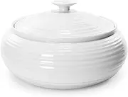 [Portmeirion] Sophie Conran Low Covered Dish | 3 Qt. White Round Serving Dishware | Made from Fine Porcelain | Dishwasher and Microwave Safe | Perfect for Casserole