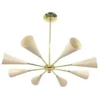 Modern Conical Chandelier Style Mid Century Ceiling Light Brass Fixture Lamp