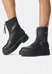 [Public Desire] Black Leoni Zip Up Ankle Boots