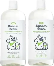 Kinderbean Dog and Cat Laundry Wash, 2-Pack 32 oz. Enzyme Formula Pet Detergent Removes Odors, Cleans Stains From Cat or Dog Urine, Safe Odor Eliminator for Bedding, Collars, Toys