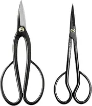 Wazakura Bonsai Pruning Scissors Tool Set Made in Japan, Japanese Trimming Shears Starter Kit - Ashinaga Bonsai Scissors and Satsuki Trimming Scissors Pack (Ashinaga + Satsuki Bonsai Scissors)