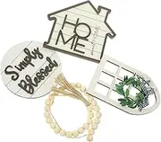 HAMPPLIES 1 Set Farmhouse Tiered Tray Decor with Ornaments Artificial Succulents and Sweet Home Sign Rustic Centerpiece for Kitchen Table Housewarming and Seasonal Decorations