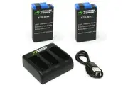 Wasabi Power Batteries (2 Pack and USB Triple Charger) for GoPro MAX