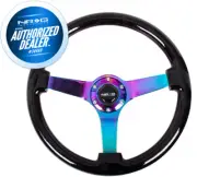 NEW NRG Wood Grain Steering Wheel 3" Deep Black Center Neochrome RST-036BK-MC