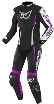 Berik Monza Ladies One Piece Motorcycle Leather Suit, black-purple, Size 46 for Women Black Purple