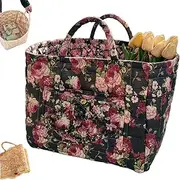 Boho Fabric Storage Basket, Boho Floral Laundry Baskets, Large Collapsible Laundry Basket Hamper With Easy Carry Handles, Freestanding Laundry Hamper, For Clothes And Sundries (O)