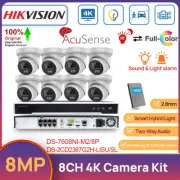 Hikvision 12MP 8CH 8K NVR 8MP Hybrid Light ColorVu IR Camera System Strobe Light