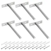 6Pcs 5 Inch Wall Mounting Floating Shelf Bracket Blind Shelf Support,Silver