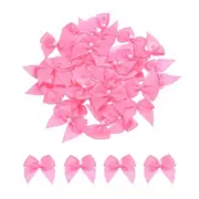 40Pcs Mini Dark Pink Ribbon Bow with Pearl 1" Ribbon Flowers Applique