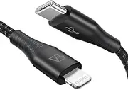 USB C to Lightning Cable, Apple MFi-Certified, Teleadapt Nylon Braided Cord Fast Power Delivery Charging Cable for iPhone 14 Pro Max 14 Plus 13 SE 11 XR XS Max 8 Plus, AirPods Pro, iPad, (1.8m, Black)
