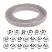 Silicone Bobbin Ring Holder and 20 Plastic Bobbins Set, Beige & Black