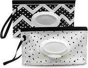 Fnydvis Baby Wipe Dispenser,Refillable Wipes Holder,Baby Wipes Container,Portable Wipes Dispenser Travel,Reusable Travel Wet Wipe Pouch (2PACK)