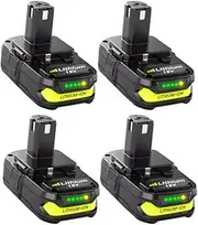 4pcs, 3.6Ah P102 Lithium Replacement Battery Compatible with Ryobi 18V Cordless Tools P108, P107, P105, P104, P103