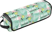 [sanluoli] 2 in 1 Hair Tools Organizer and Heat Resistant Mat with Zipper Curling Iron Travel Holder Storage Bag Happy Valentine's Day Bunnies Green